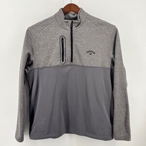 Callaway Mens Large Gray Quarter Zip Pullover Fleece Lined Golf Jacket Heathered
